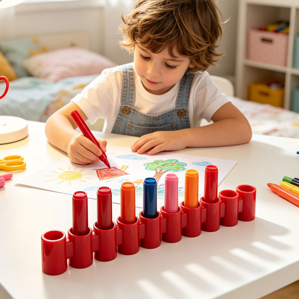 Art Supply Storage Strip Silicone Marker Organizer 5pcs Holder Set – Flexible Durable Broad Tip Pen Portable Desktop f