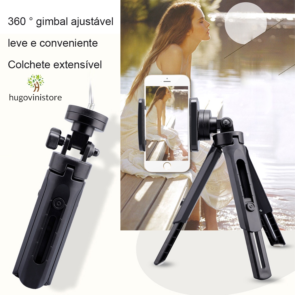 Tripe de Mesa para Celular com Regulagem de Altura até 26cm Rotação 360º Suporte p/ Modo Horizontal e Vertical Flexible Conforto Lindos-Estoque Brasi
