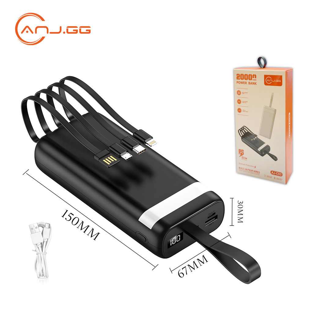 Carregador Power Bank 20000mah 22.5W Portátil de celular Universal Saida 4 Cabos anj.gg