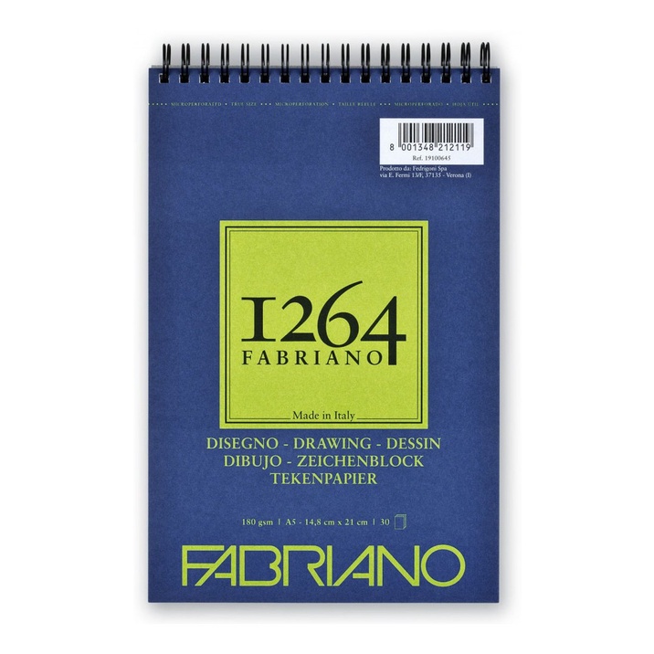 Papel Liso Desenho Fabriano 1264 Drawing A5 180g 30 Folhas