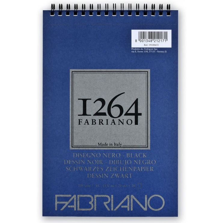 Bloco Papel Preto Fabriano 1264 Drawing Black A5 20 Folhas