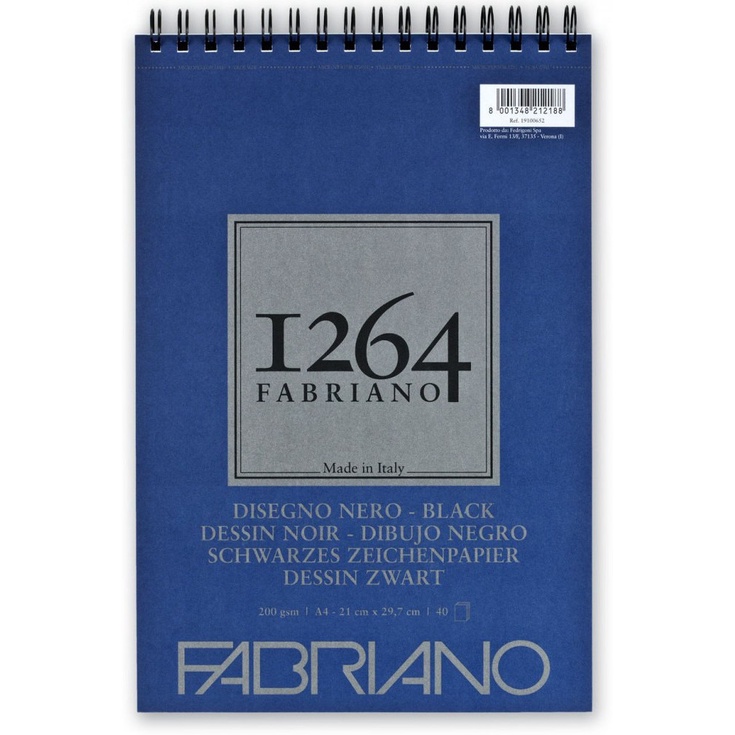 Bloco Papel Preto Fabriano 1264 Drawing Black A4 40 Folhas