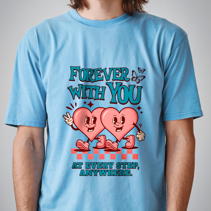 Camiseta FOREVER WITH YOU Dia dos Namorados Fofa 100% Algodão Unissex Valentine Coração Amor