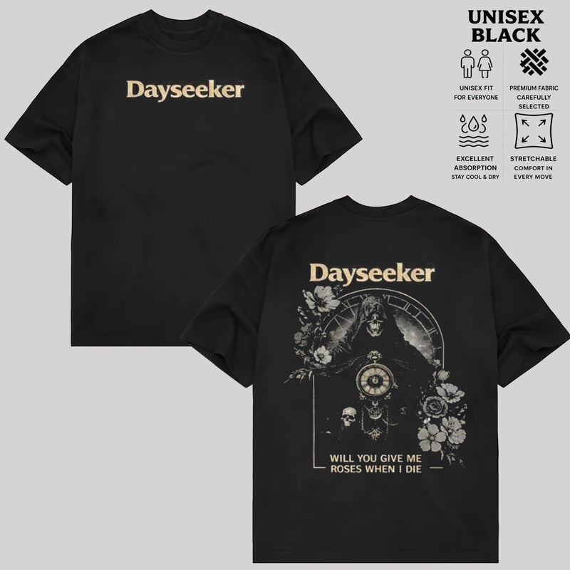 「Algodão Premium Unissex」Soul Tee Camiseta Dayseeker Will You Give Me Roses When I Die Gráfico Confortável Moderna Es...