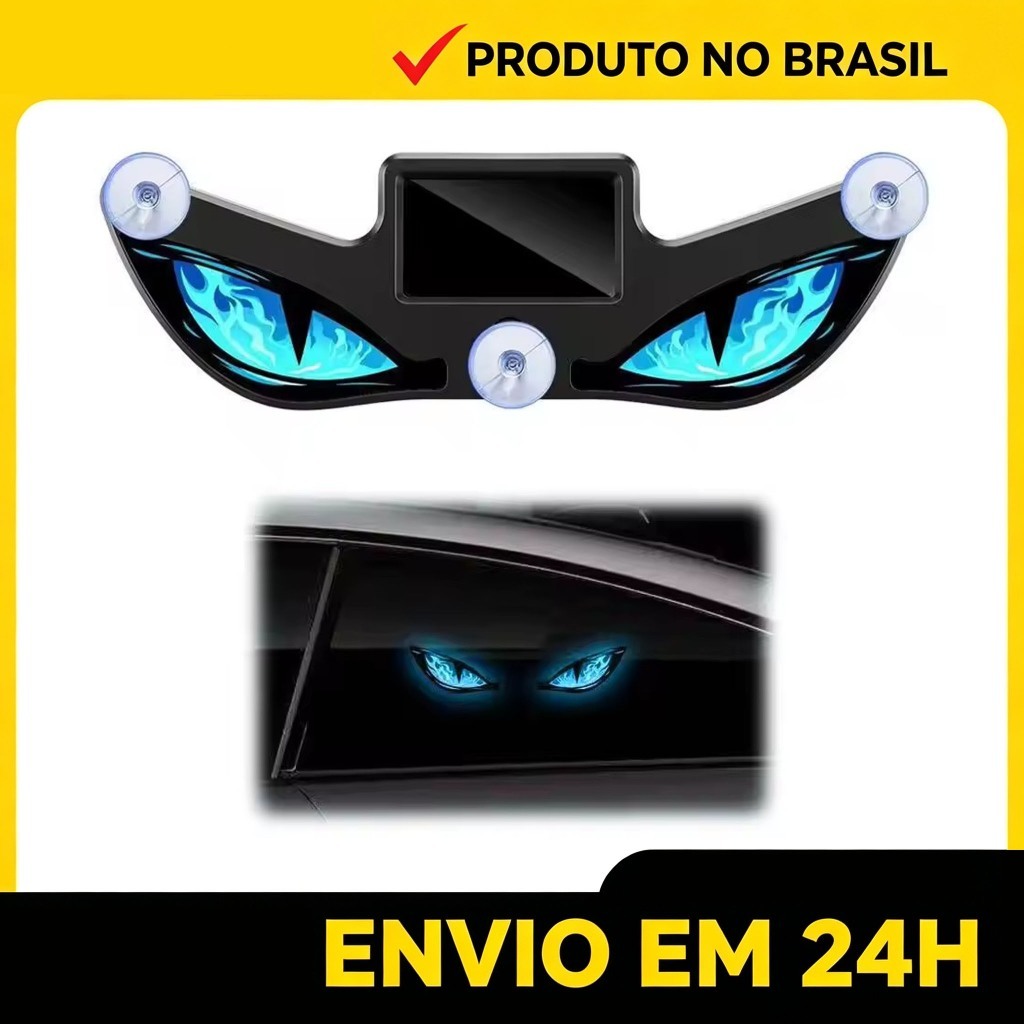 Wireless Demon Eye Neon Car Light, Solar & USB Rechargeable Suction Cup Auto Decor Lamp