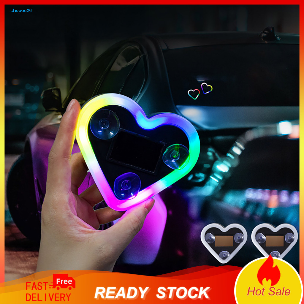Portable Led Love Light Color Changing Lamp Solar Heart Car Wireless Decorative with Suction Cup for Triangle Rear Windo