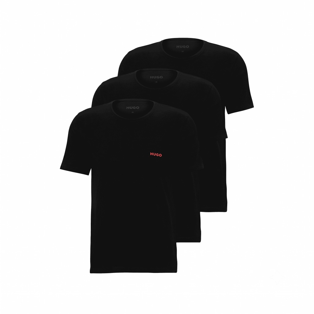 Kit Camisetas Hugo Boss Masculina Slim Triplet Crew Neck Fit Original Preta 3UN
