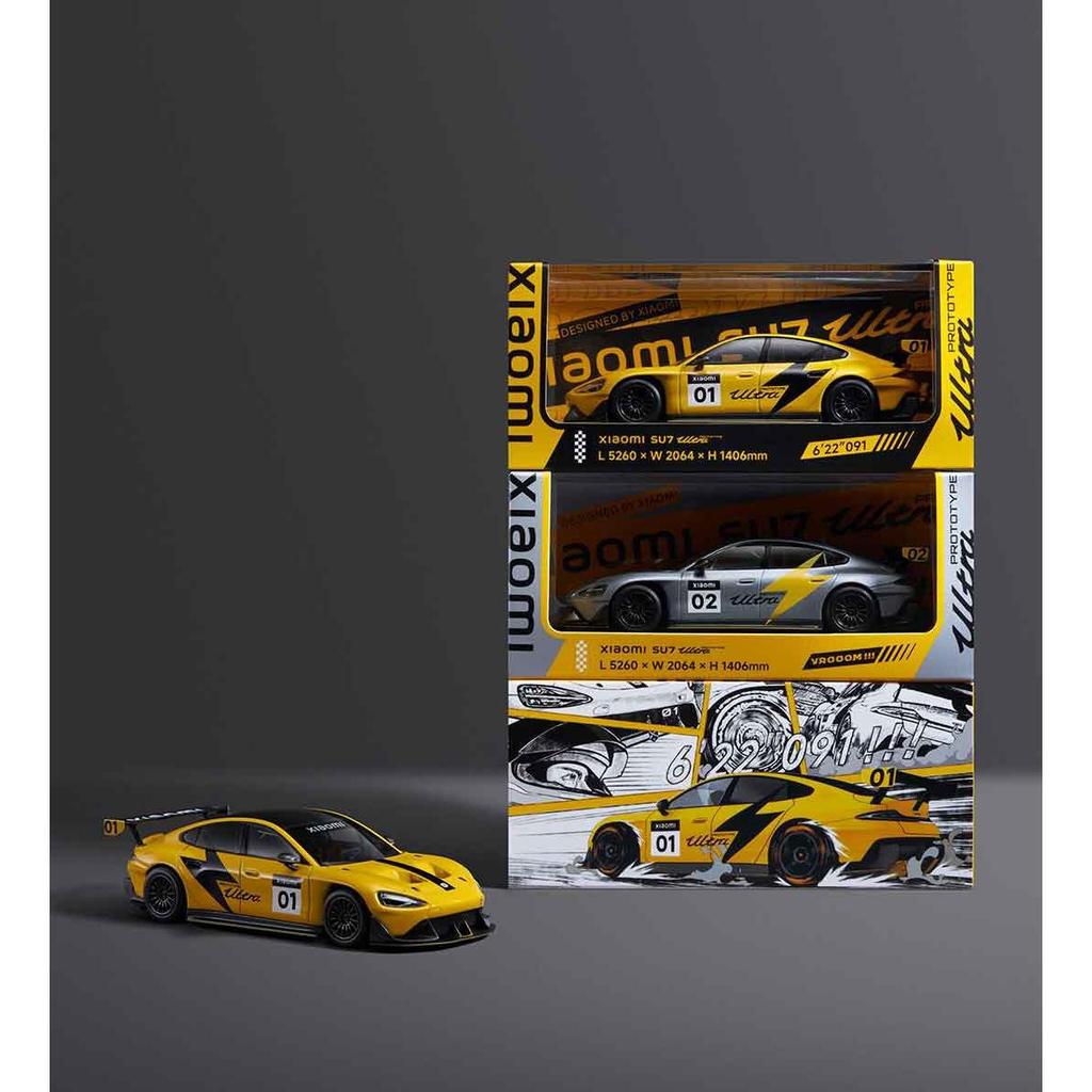 Estoque pronto Venda quente [Autêntico oficial] Xiaomi SU7 Ultra Protótipo/YU7 1: 43 Modelo de carro de coleção de liga