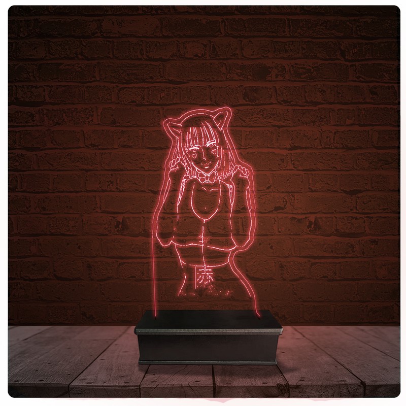 Abajur Luminária Acrílico Led - Menina Anime E-girl
