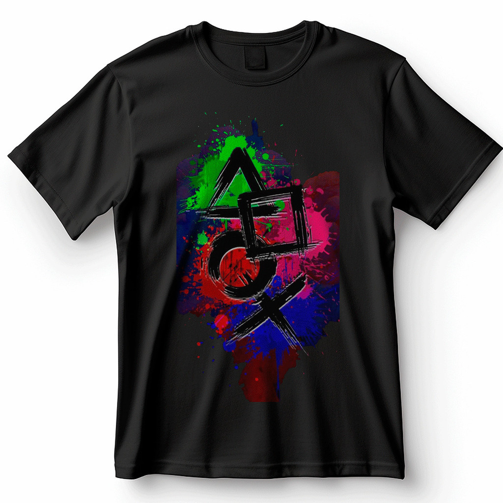 Camiseta Playstation Símbolos Coloridos Graffiti Urban Art Blusa Camisa 100% Algodão