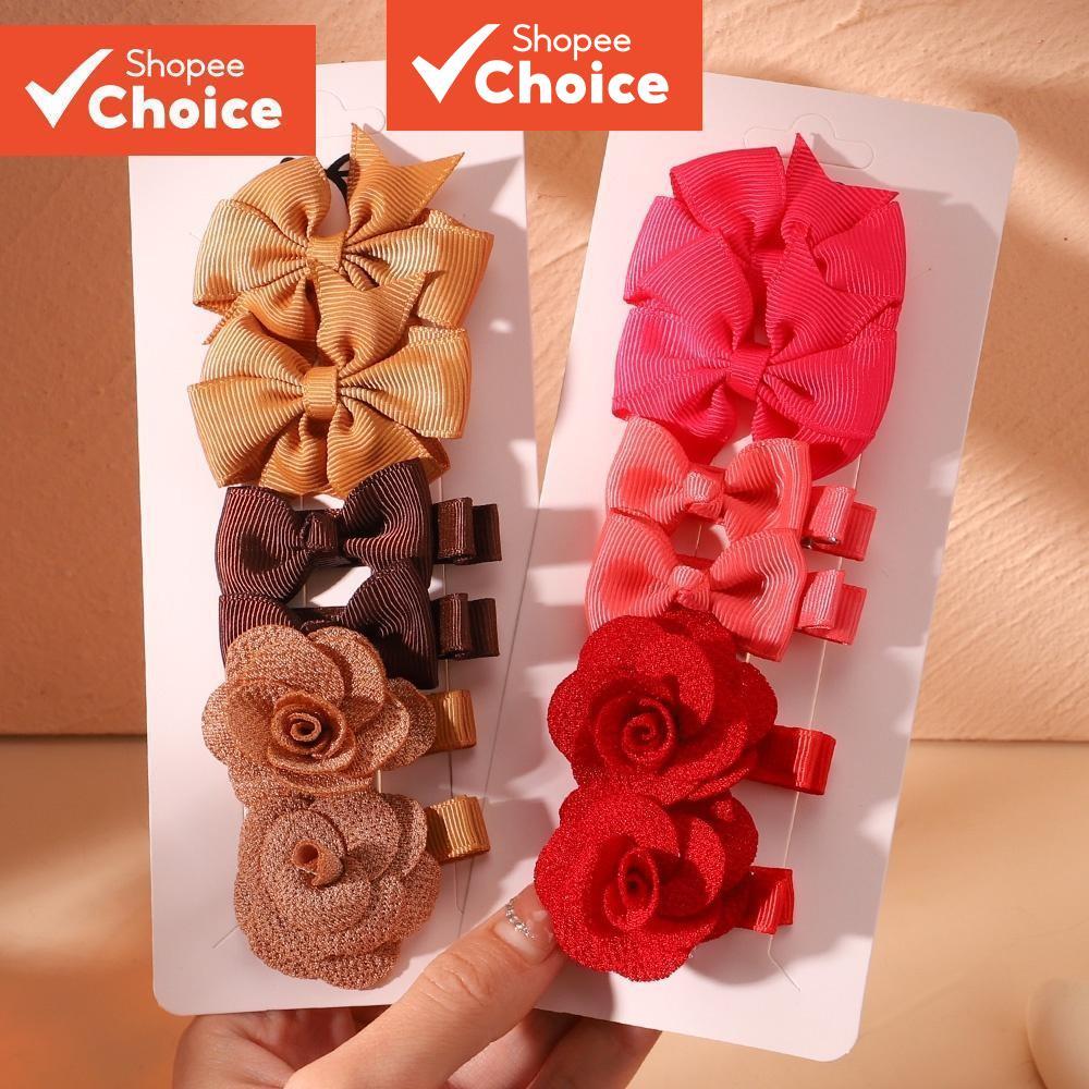 Grampo De Cabelo Boutique De Flores De Fita Artesanal 6 Unidades/Conjuntos Para Bebês Meninas Chapéu Colorido Doce