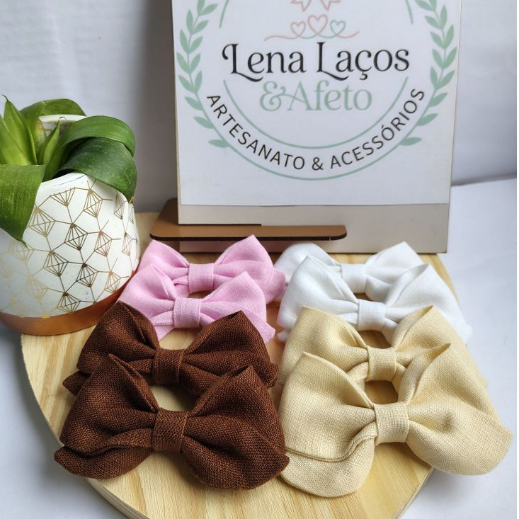 Laço de Linho Puro Estilo Boutique Infantil e Adulto Antideslizante