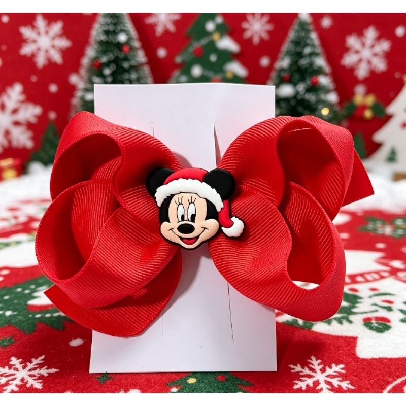 Laço Infantil Minnie Natal Boutique 11cm Pom láposo e Volumoso Bico de Pato Encapado Laço Infantil Natalino
