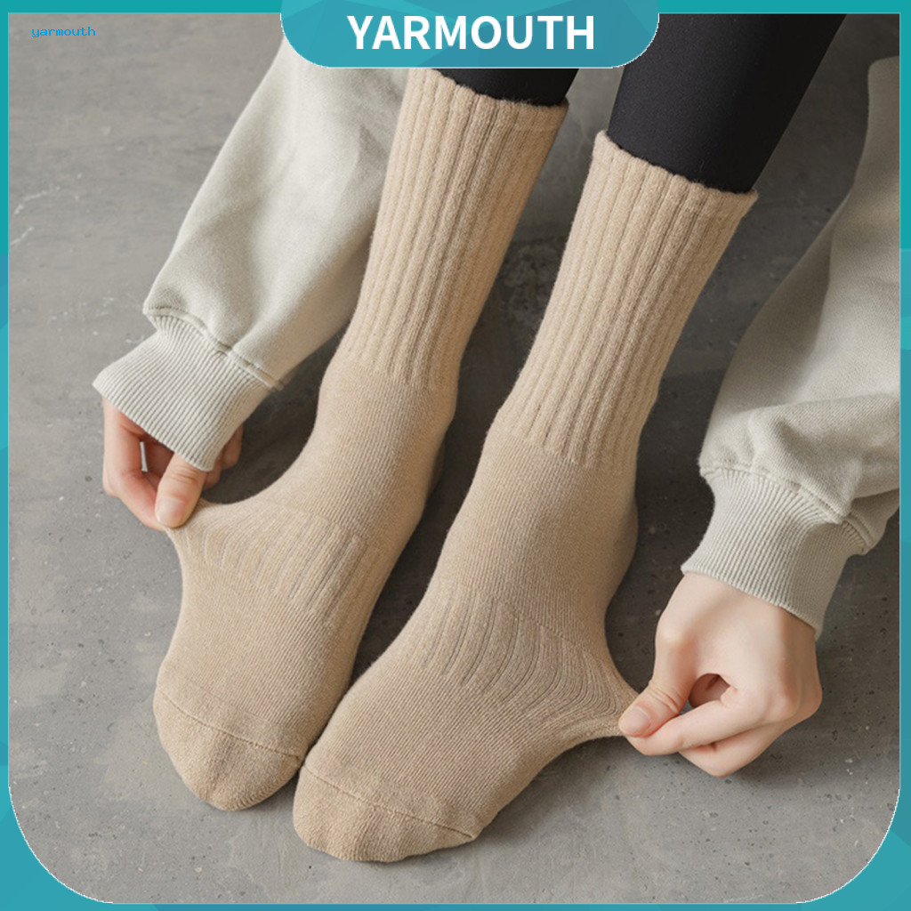 Warm Winter Socks for Men and Women Comfortable Cotton Blend Thickened Terry Lining Crew Soft Elastic Solid Color for fo