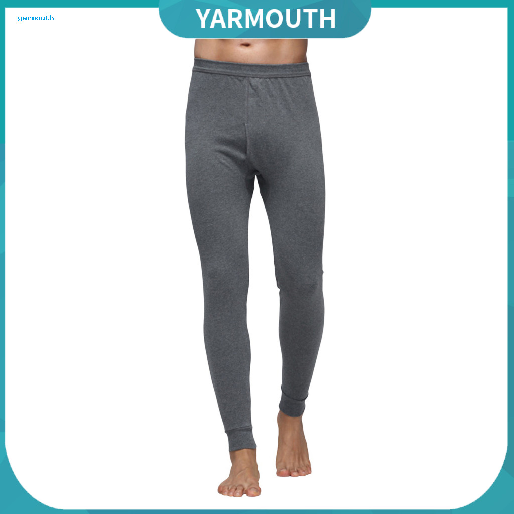 High Waist Leggings Warm Cotton Pants Men's Thermal Insulated Long Johns Elastic – Solid Color Bottoming Trousers for