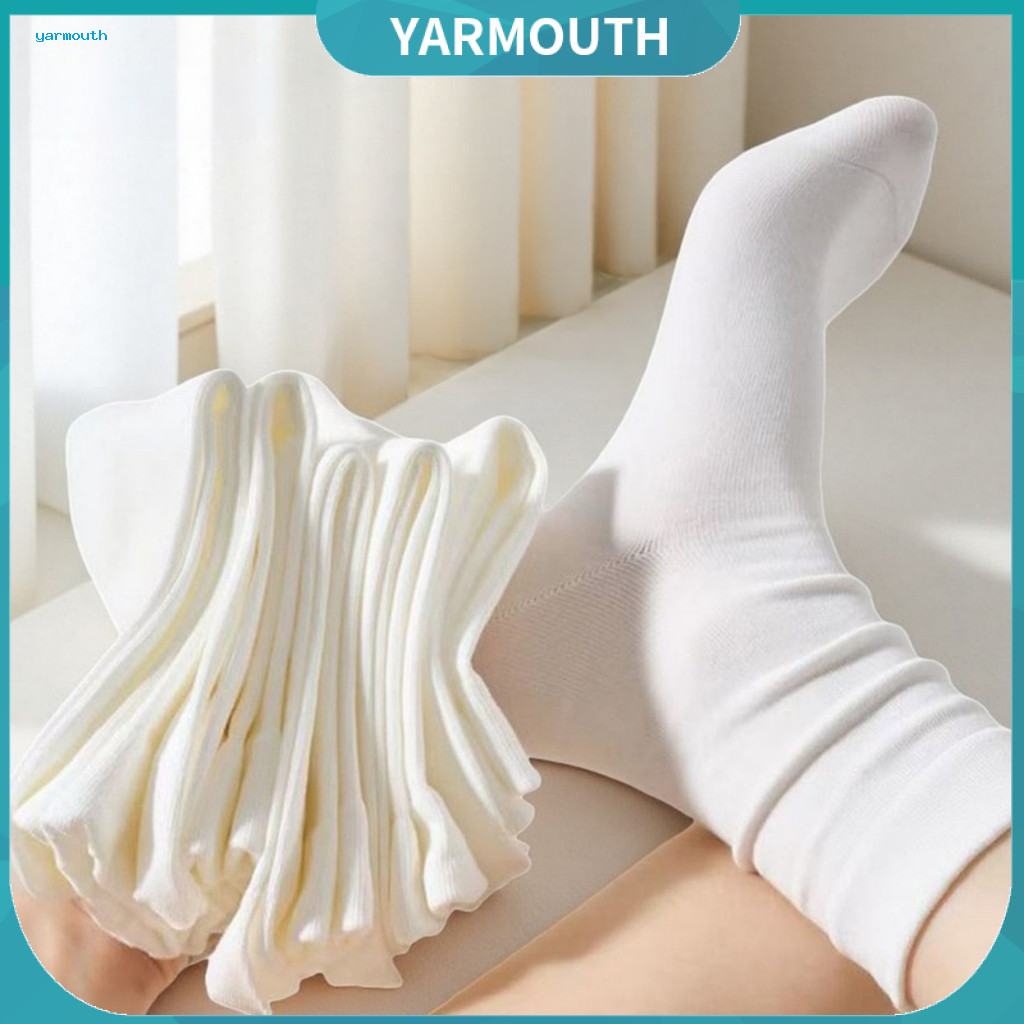 Wear Socks Soft Cotton Crew 5 Pairs Women’s Moisture-wicking Breathable Mid-calf Stretchy Solid Color for Spring Autum