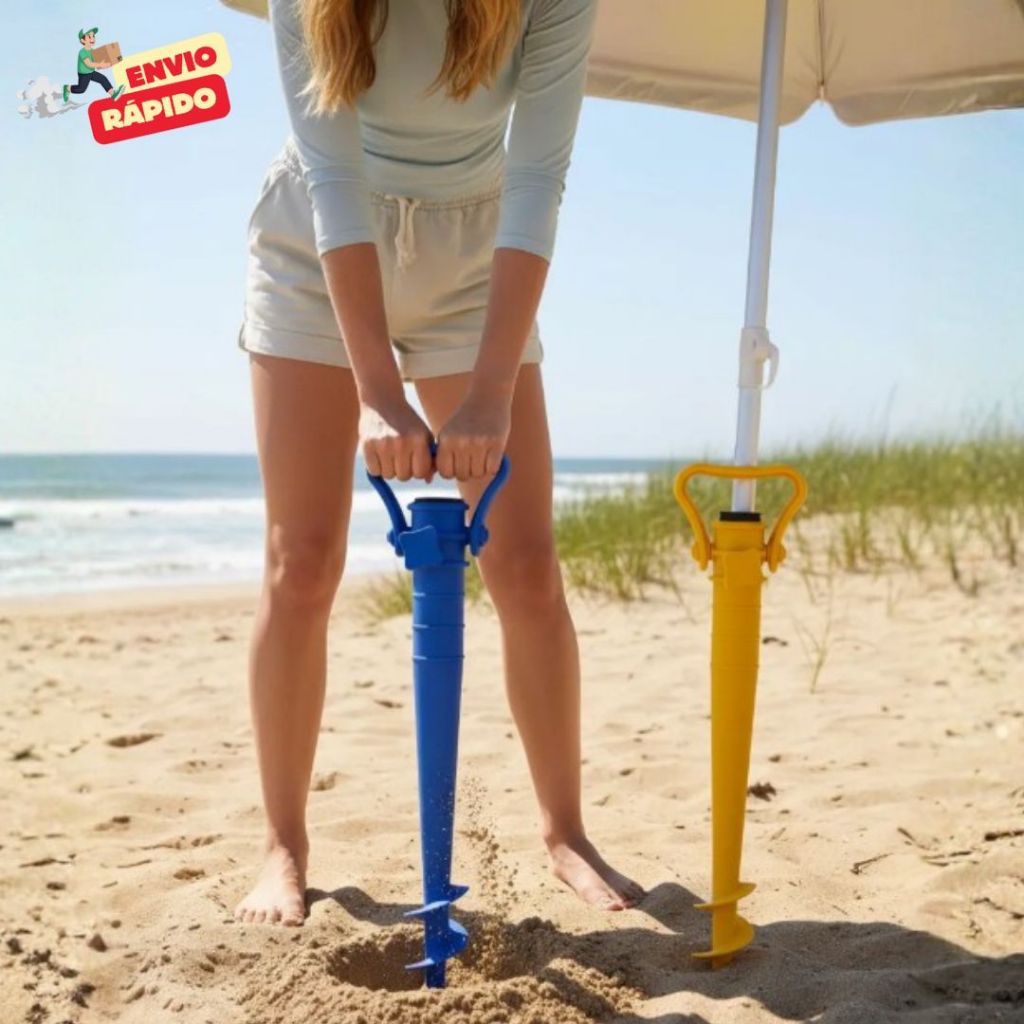 Saca Areia Suporte Guarda Sol E Para Vara De Pesca 43 cm Fixador Âncora Praia Verão Várias Cores Mor