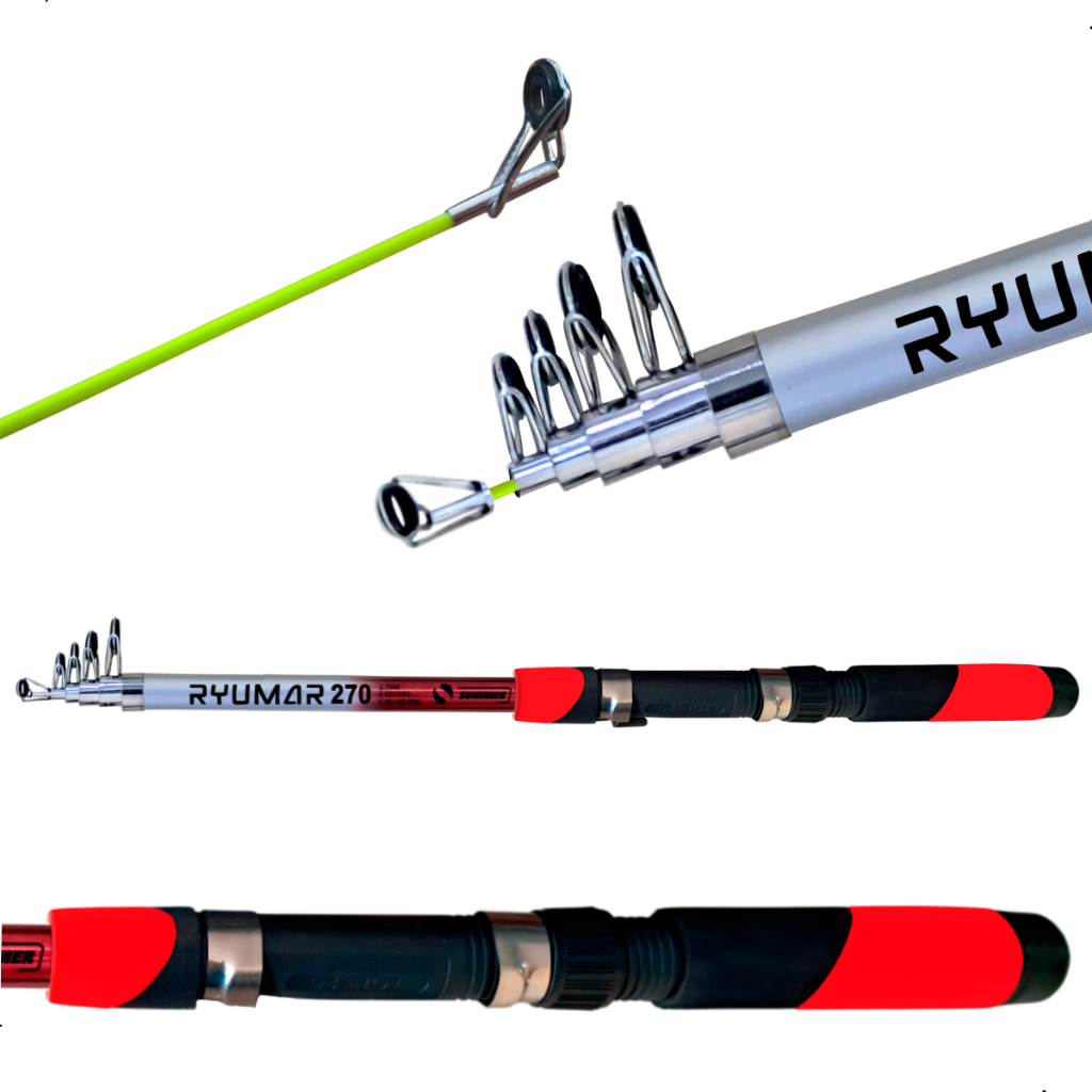 Kit 5 Varas De Pesca 2,70m Telescópica P/ Molinete Ryumar Summer Pesca Pescaria Pesqueiro