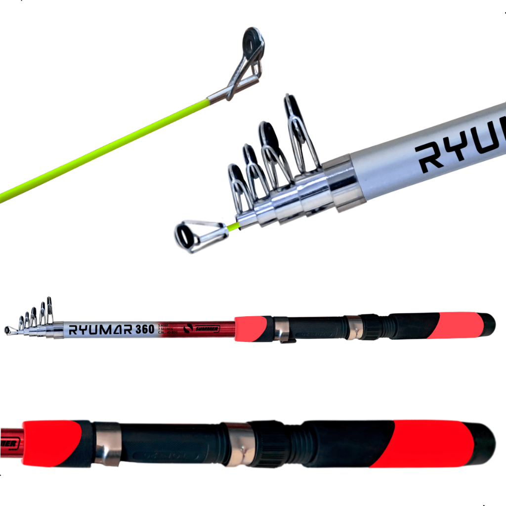Kit 5 Varas De Pesca 3,60m Telescópica P/ Molinete Ryumar Summer Pesca Pescaria Pesqueiro