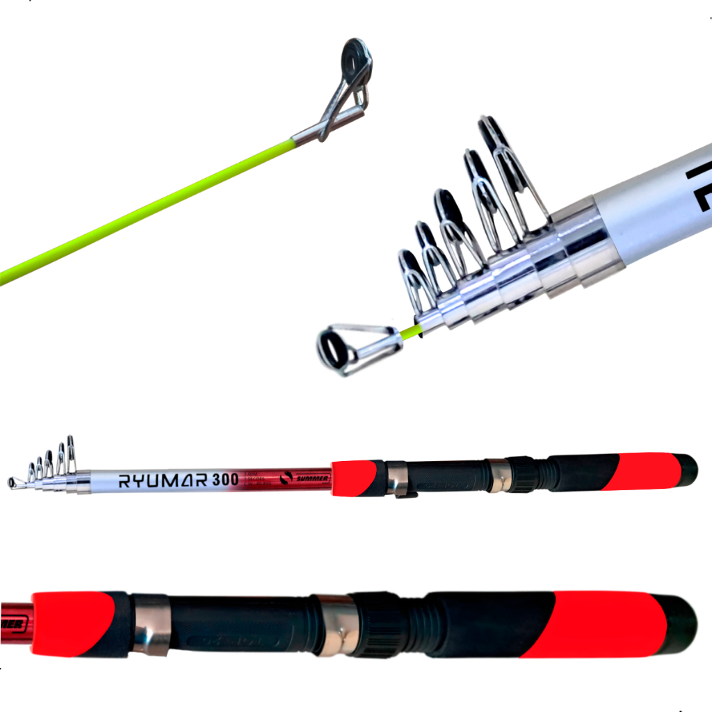 Kit 5 Varas De Pesca 3,00m Telescópica P/ Molinete Ryumar Summer Pesca Pescaria Pesqueiro