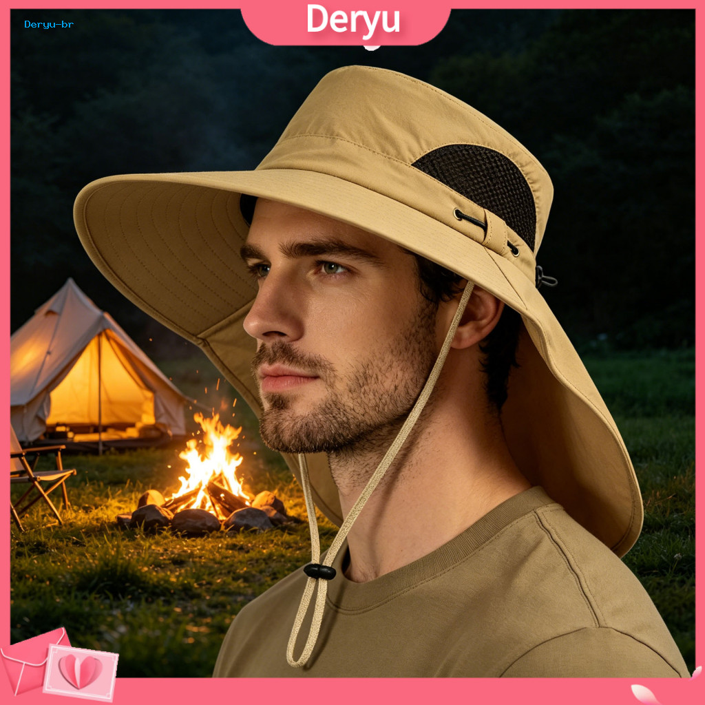 Sweat-wicking Sun Hat Breathable Summer Adjustable Windproof Mountaineering with Mesh Wide Brim Uv Protection Fishing fo