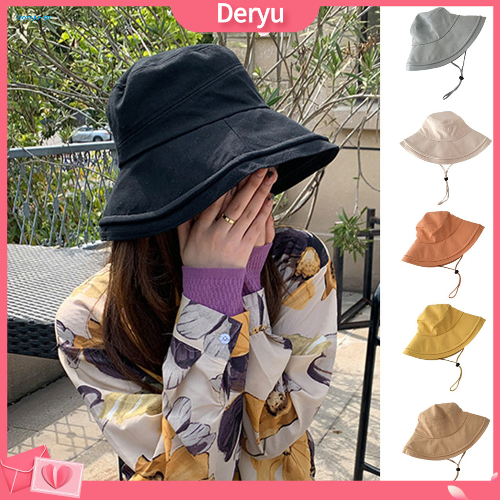 Summer Fishing Hat Breathable Waterproof Rain Bucket with Chin Strap Quick-dry Mesh Wide Brim Sun for Men Women Lightwei