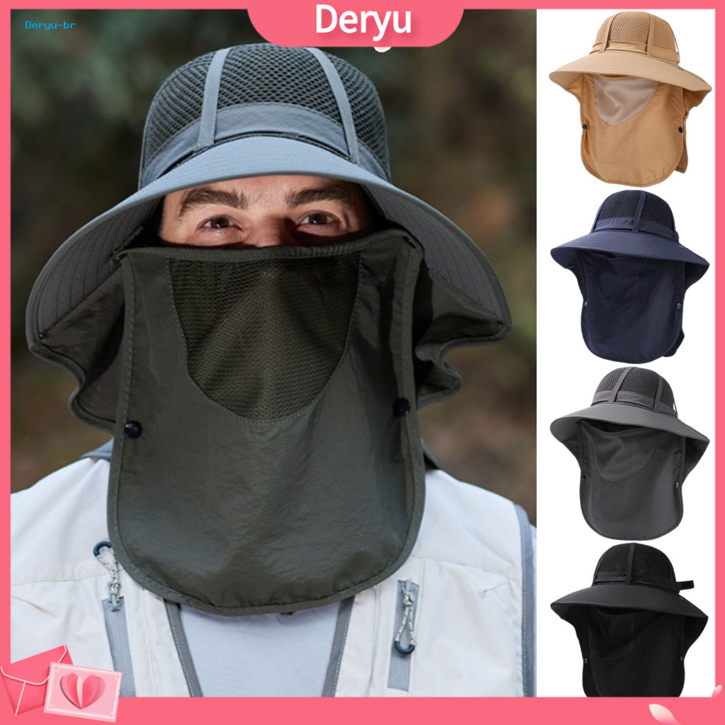 Fishing Hat Sun Summer Fisherman with Wide Brim Adjustable Drawstring Bucket for Men and Women Outdoor Protection Shawl