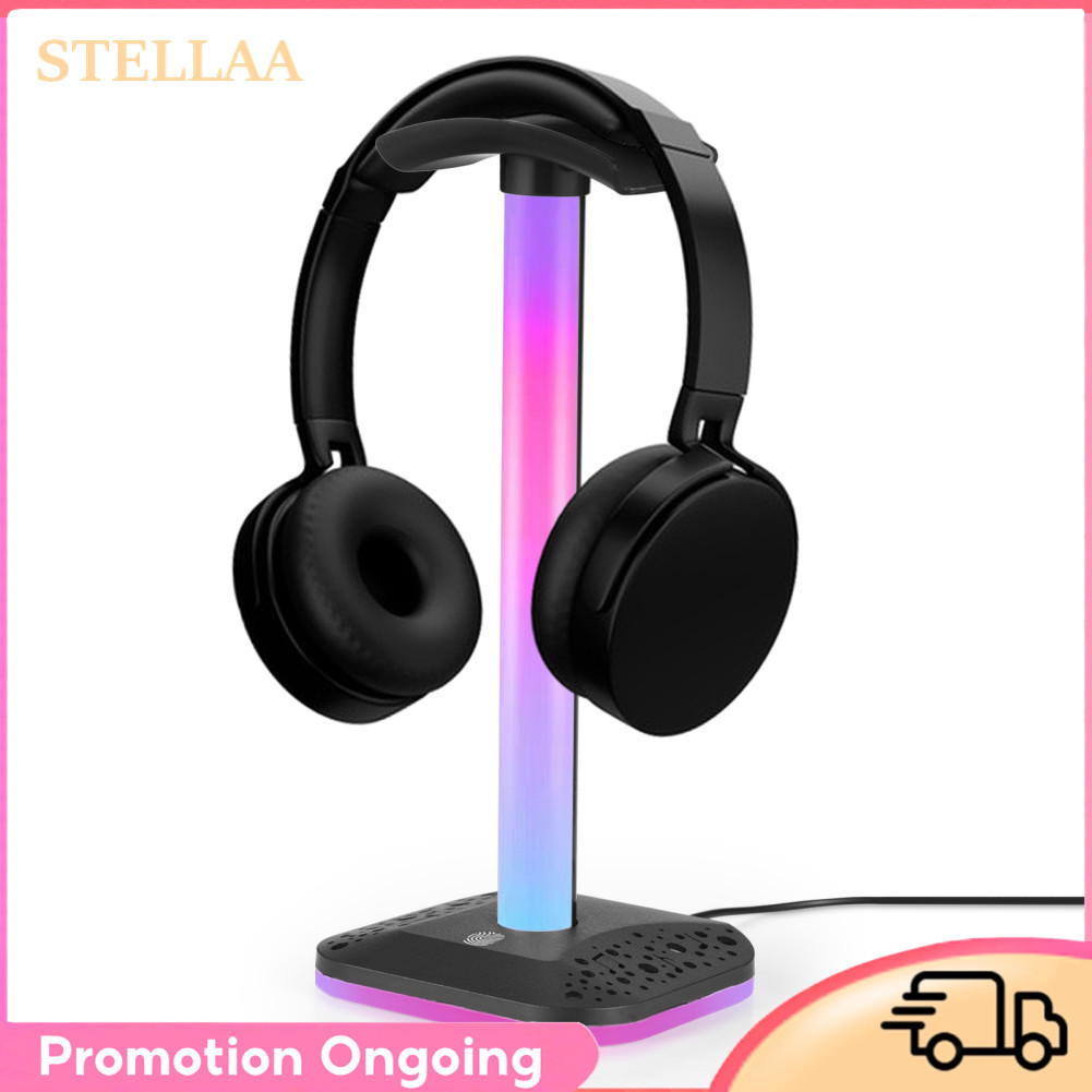 Stellaa Suporte de fone de ouvido Luz RGB para mesa PC Gaming Headset Fundo antiderrapante Suporte de suporte de