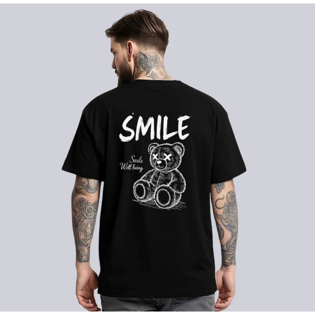 Camiseta Masculina Estampa Urso Smile Streetwear Lançamento Envio Imediato