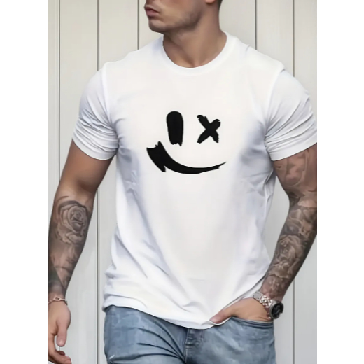 Camiseta Masculina Estampa Smile Sorriso Tecido Premium 100% Algodão