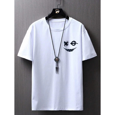 Camisa Manfinity Smile X Camiseta Streetwear 100% Algodão Estilo de Rua