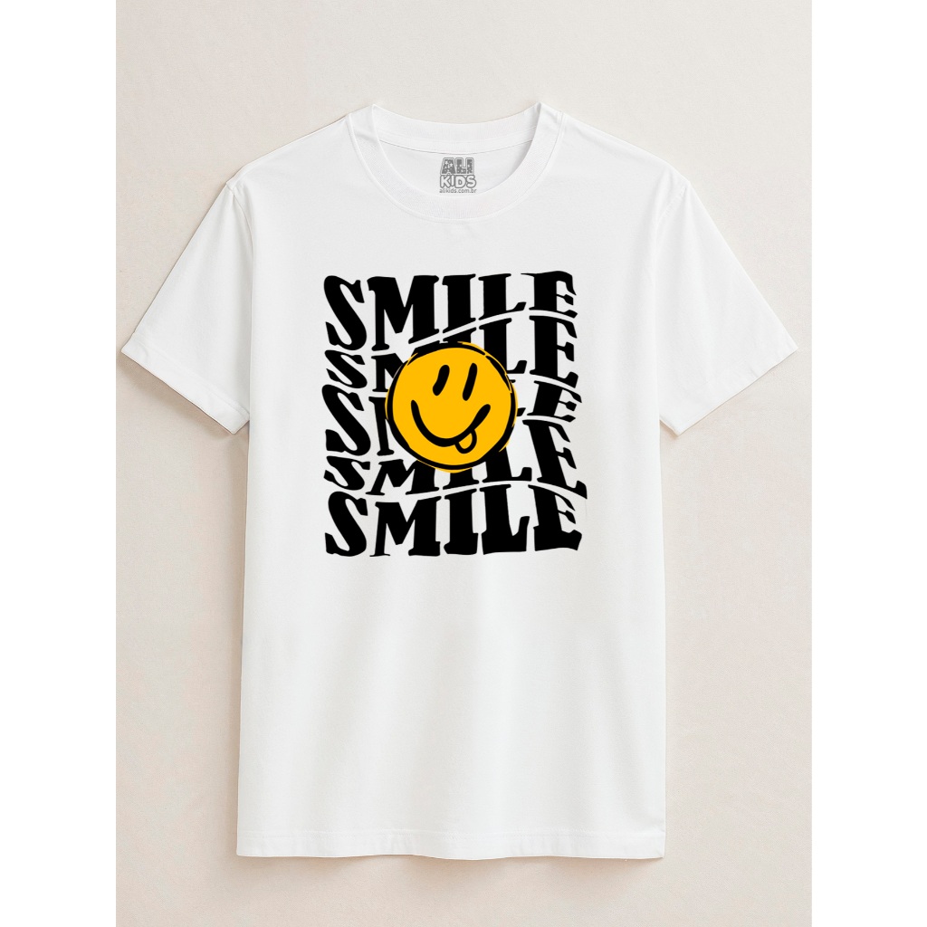 Camiseta Smile Smile Smile Juvenil e Infantil 2 ao 16 anos
