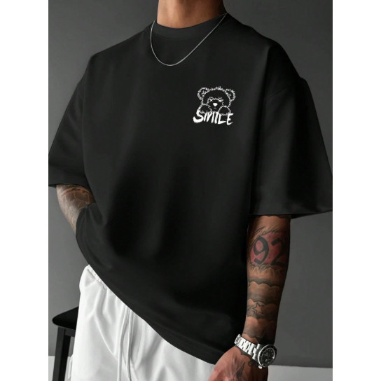 Camiseta Masculina Estampada Urso Smile Streetwear Camisa Feminina 100% Algodão Premium