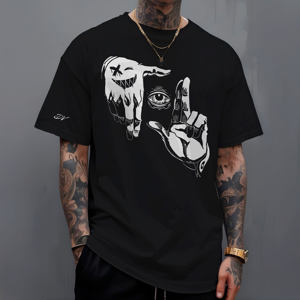 Camiseta Masculina Olhar Smile  Camisa T-Shirt Manfinity 100% Algodão Street Wear