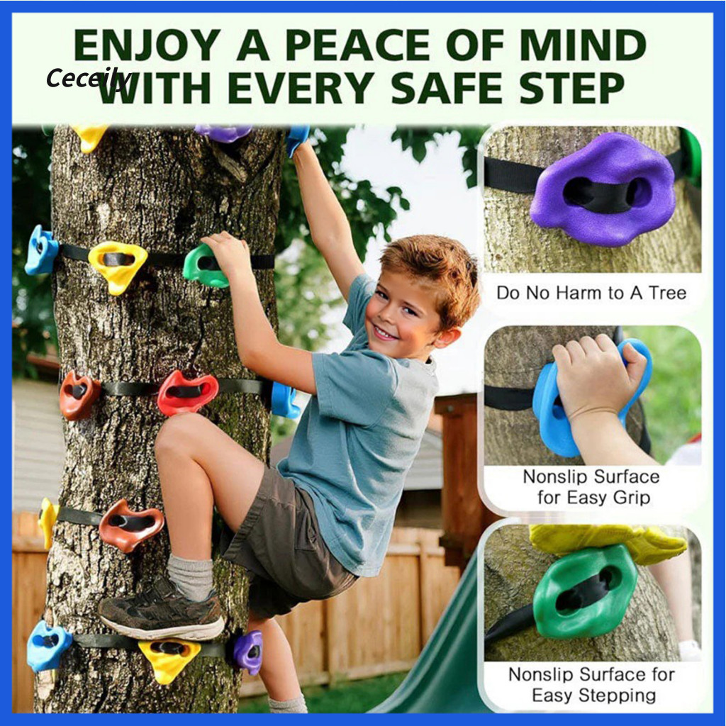 Outdoor Climbing Grips Tree Holds Kit for Kids Adults – 6 Ratchet Straps with Backyard Gym Obstacle Course Training Se