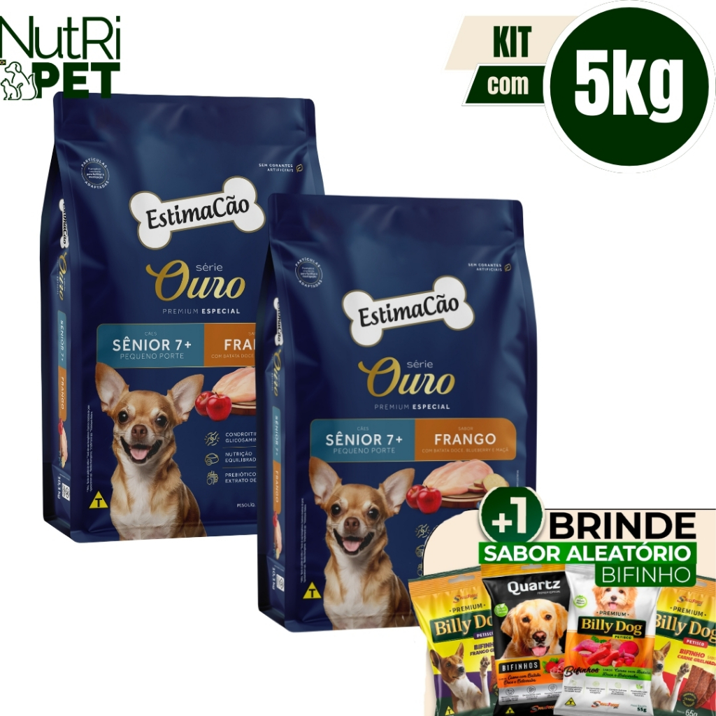 Ração Cães Estimacão Ouro Pequeno Porte Senior 5kg