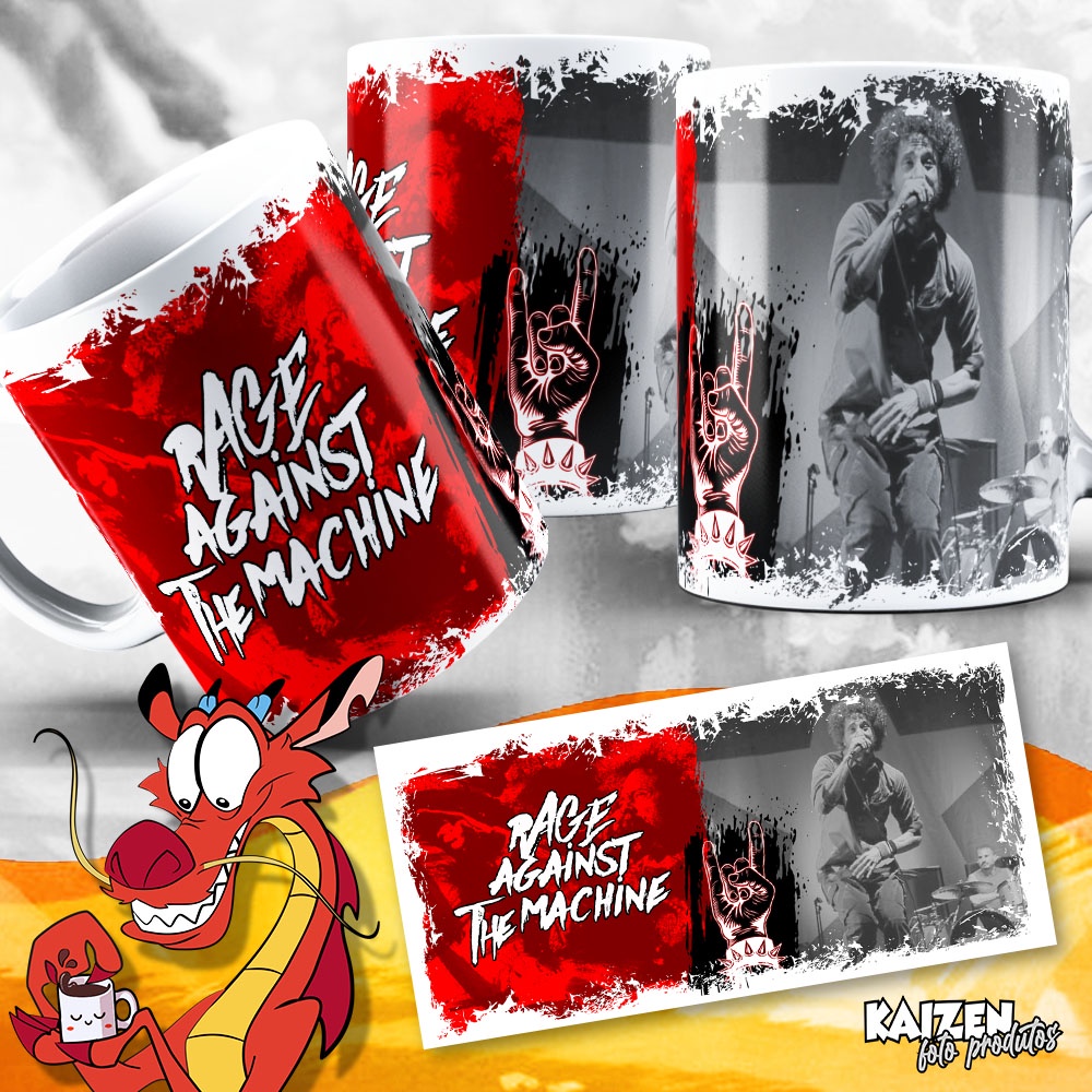 Caneca Rage Against the Machine - RATM - Rock n Roll - Bandas de Rock - Cerâmica