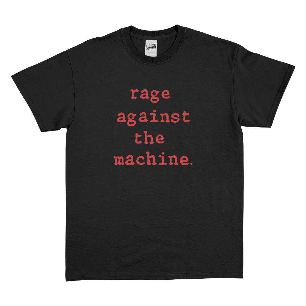 THESYAHRIR | Camiseta Rage Against The Machine RATM Band Algodão Penteado Dos Anos 24 Ajuste Regular Manga Curta Preto