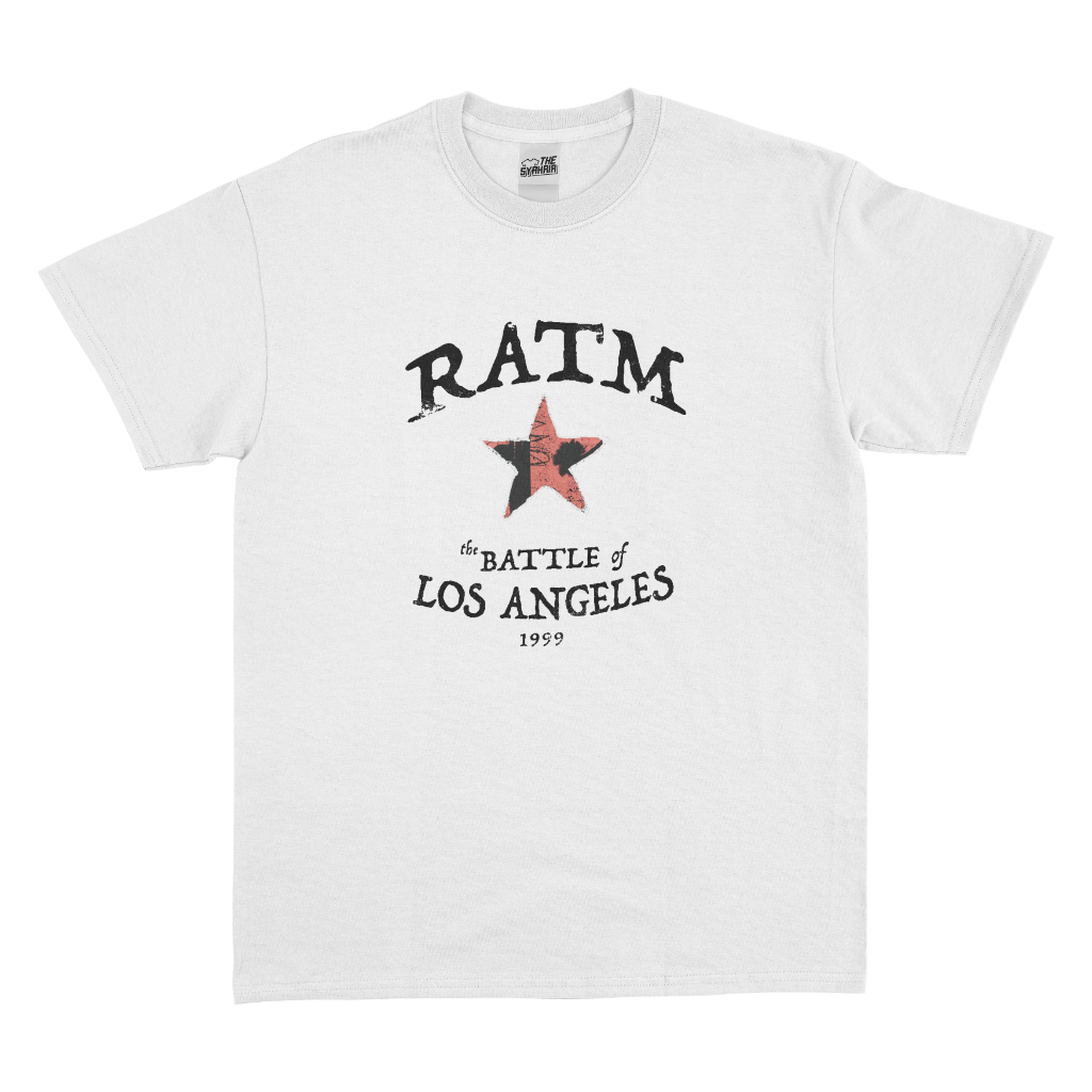 THESYAHRIR | Camiseta Rage Against The Machine RATM Band-A Batalha De Los Angeles Algodão Penteado Dos Anos 24 Ajuste Re