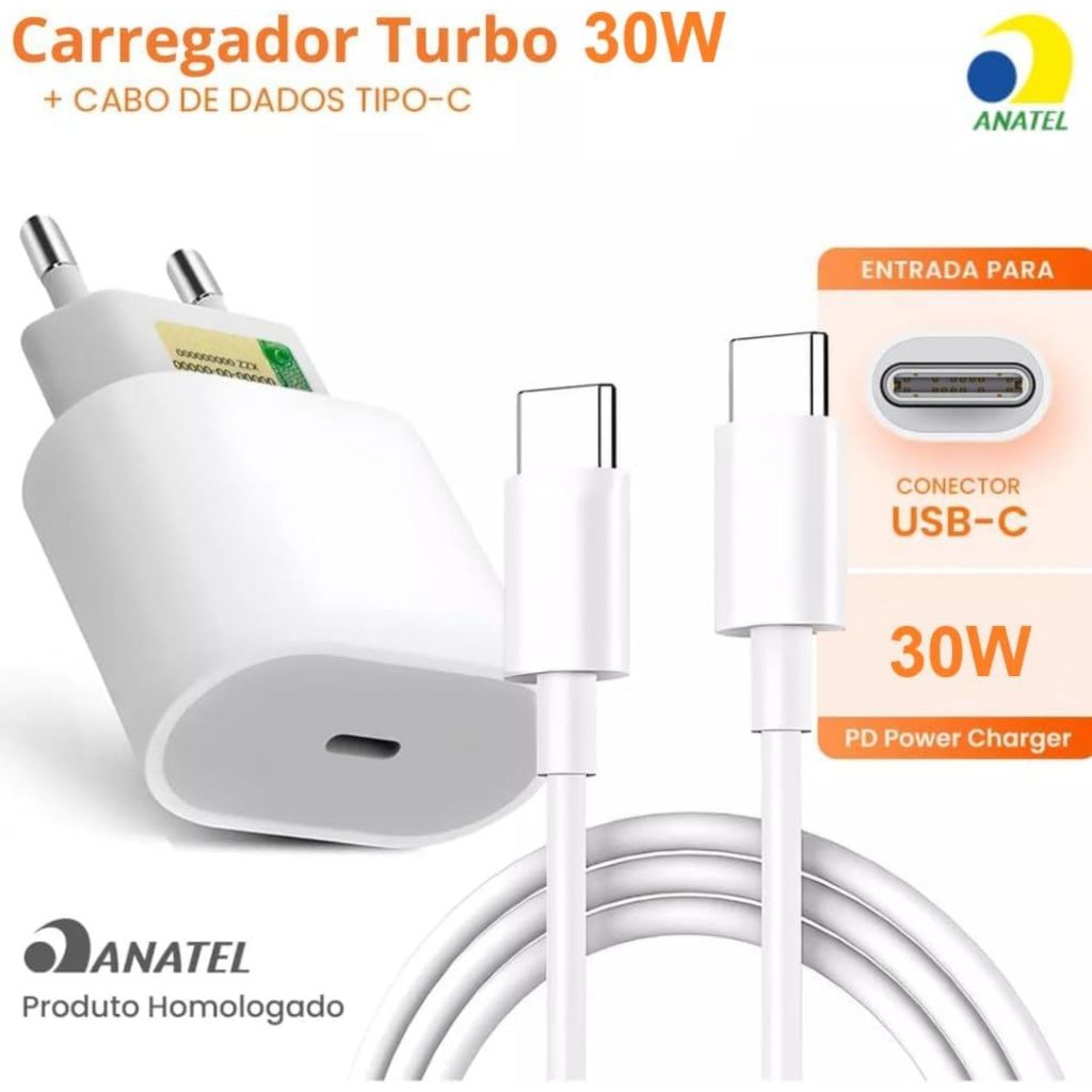 Carregador Tipo C Turbo 30w ORIGINAL A'Gold Compatível com Celular Android Fast Charger