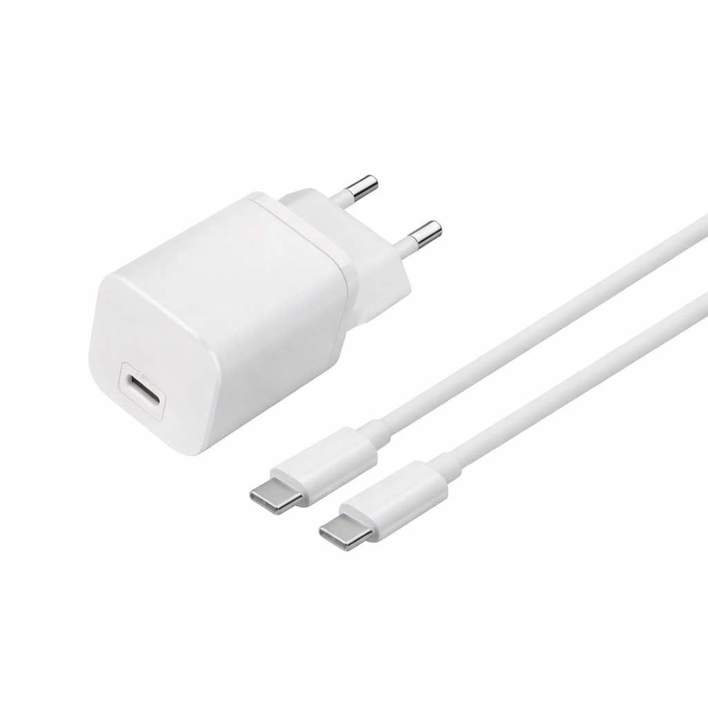 Kit Carregador Tomada 30W USB-C Turbo PD com Cabo Tipo C 1m Fast Charge