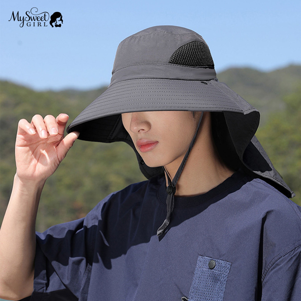 Unisex Summer Sun Protection Hat Lightweight for Fishing Full Coverage for Men Women Wide Brim with Removable Neck Face