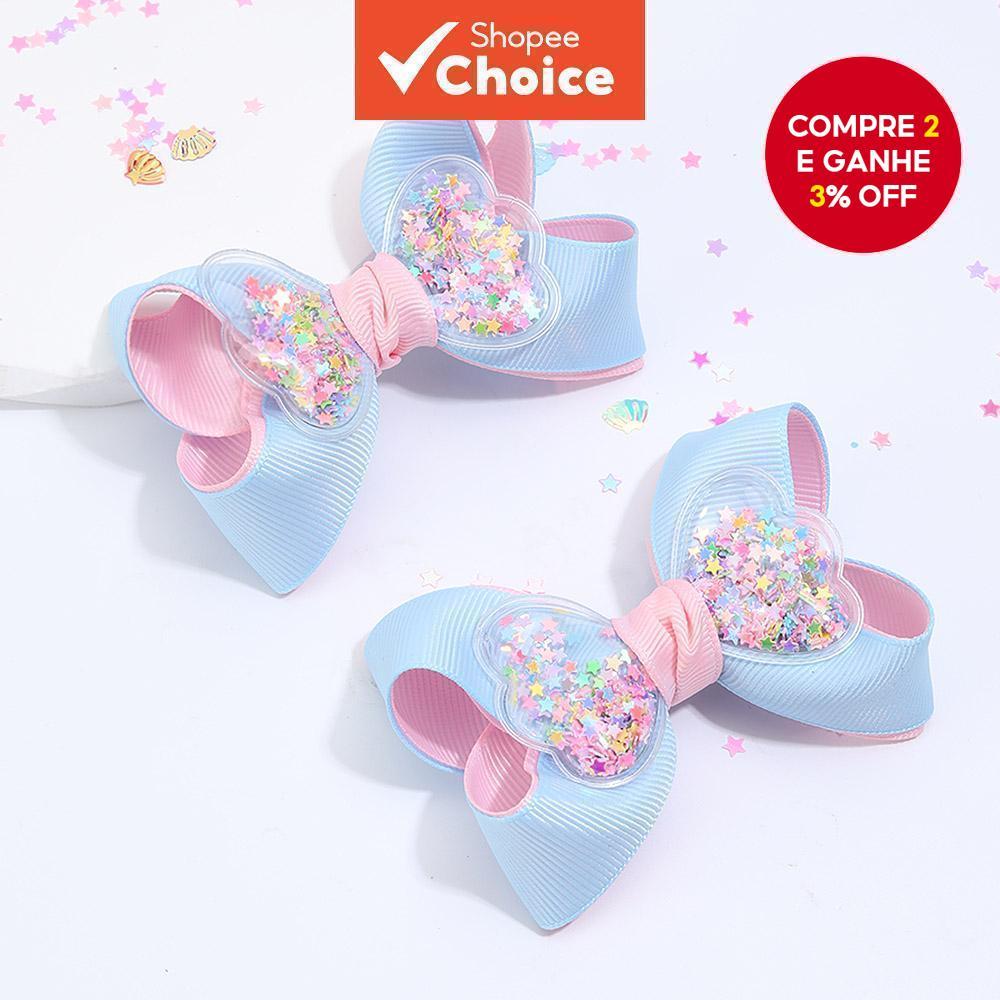 2Pcs Shaker Star Hair Bow Clips Pastel Cor Princesa Acessórios De Cabelo Para Meninas Bebês