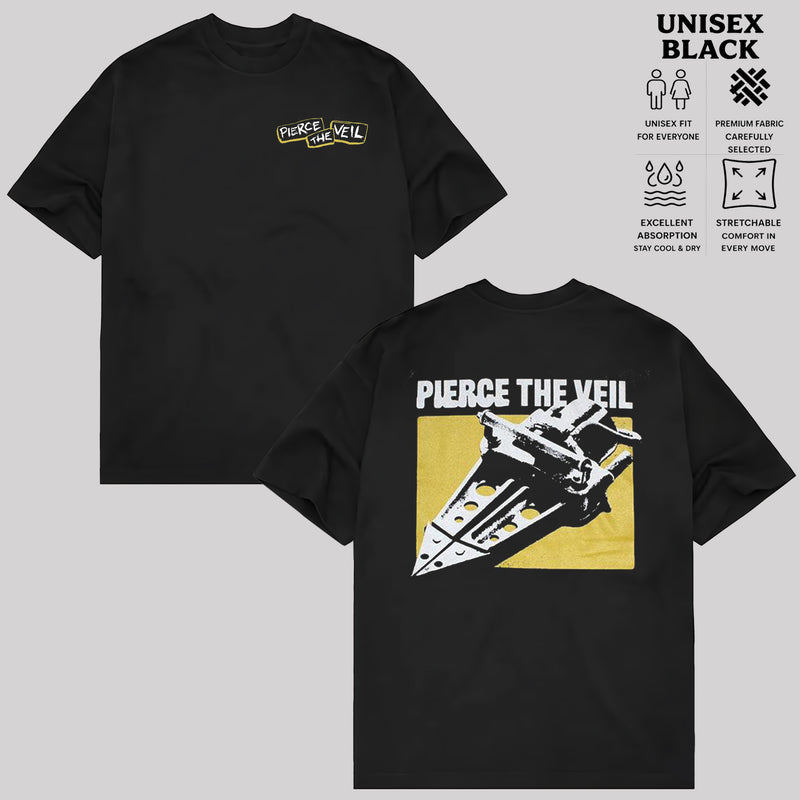 「Algodão Premium Unissex」Soul Tee Camiseta Pierce the Veil Dagger Graphic Double Sided moderna elegante estilosa stre...