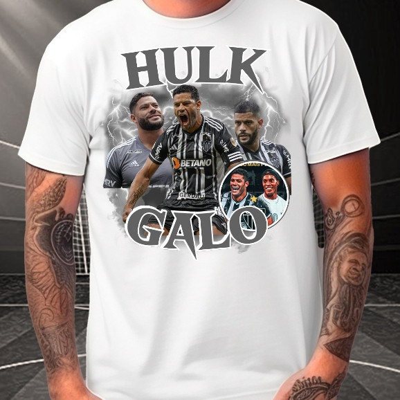 Camiseta Hulk Galo Na Veia Graphic Tee Jogador Atlético Mineiro Camisa 100% Algodão Premium Envio Rapido - KN