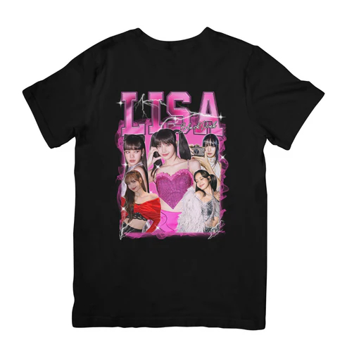 Camisa Premium Blackpink Lisa Graphic Camiseta 100% Algodão