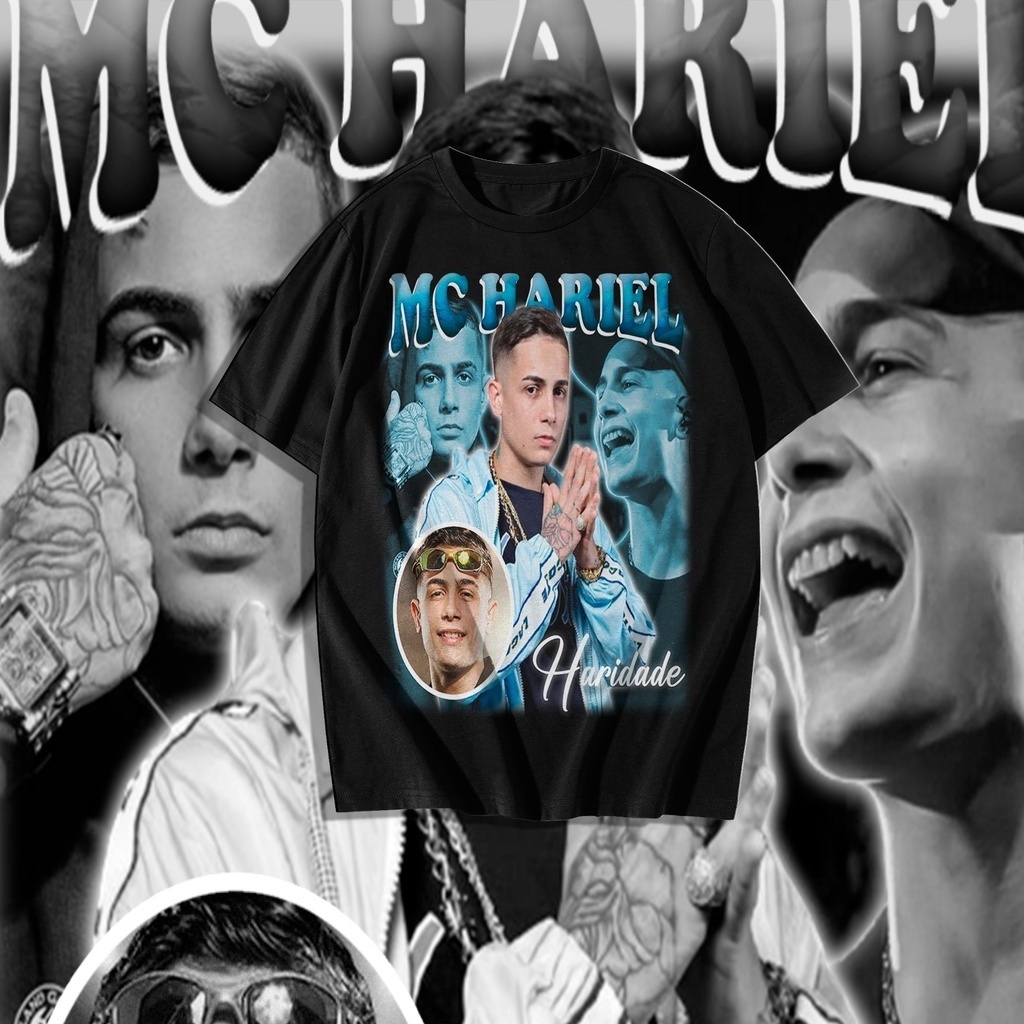 Camiseta Masculina 100% Algodão 30.1 Básica Mc Hariel Rap Graphic Tee Unissex Modelo Exlusivo 2023  Premium Barato