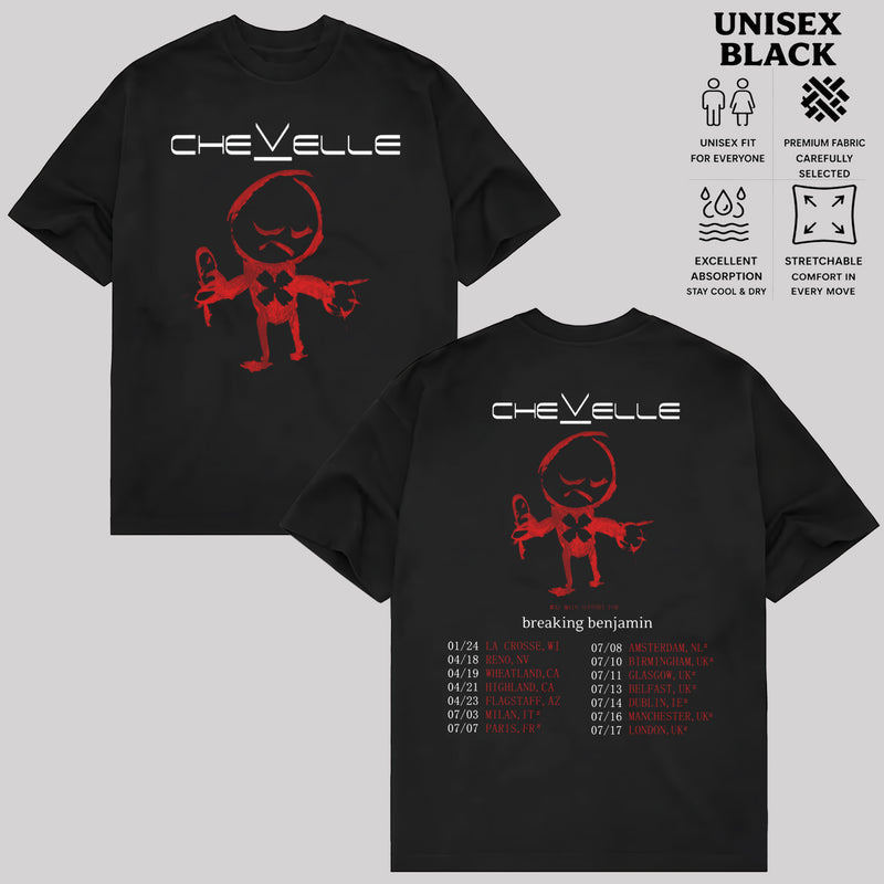 Camiseta Graphic Tour Breaking Benjamin Chevelle Moderna Estilosa Premium Tendência