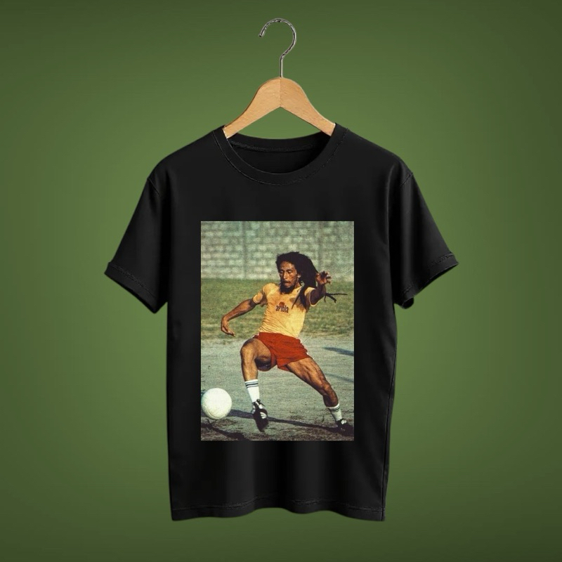 Camiseta Algodão Edição Especial Bob Marley Futebol Blusa Slim Fit Masculina Esporte Roupa Férias Moda Verão