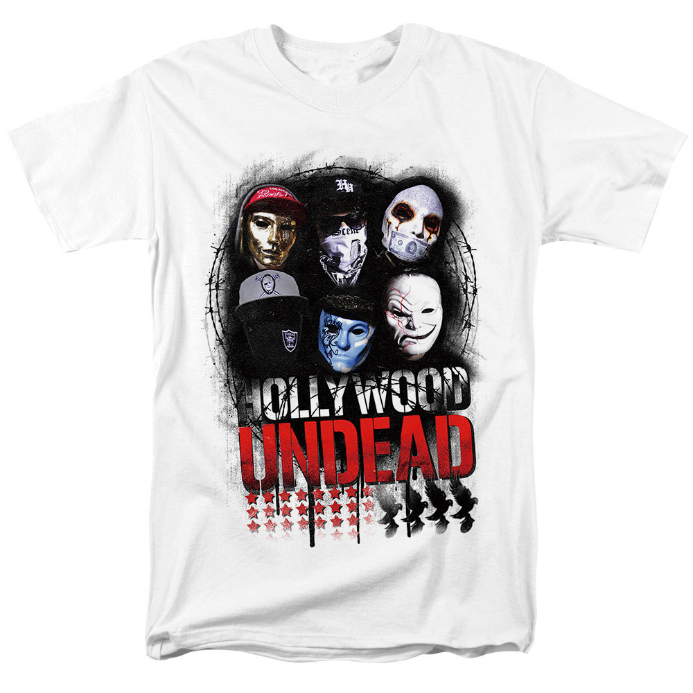Music.Soul Camiseta Unissex Hollywood Undead Metal Rap Rock Branca Estilosa Confortável Moderna Verão